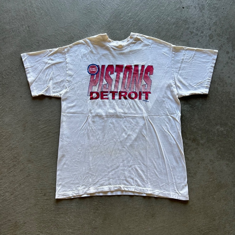 Vintage 90s Chalk Line Detroit Pistons‎ Shirt Size XL White NBA Basketball
